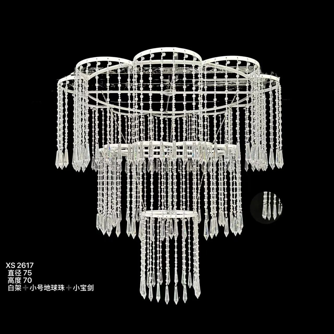 New wedding props acrylic crystal bead curtain petals chandelier window stage wedding venue layout lights