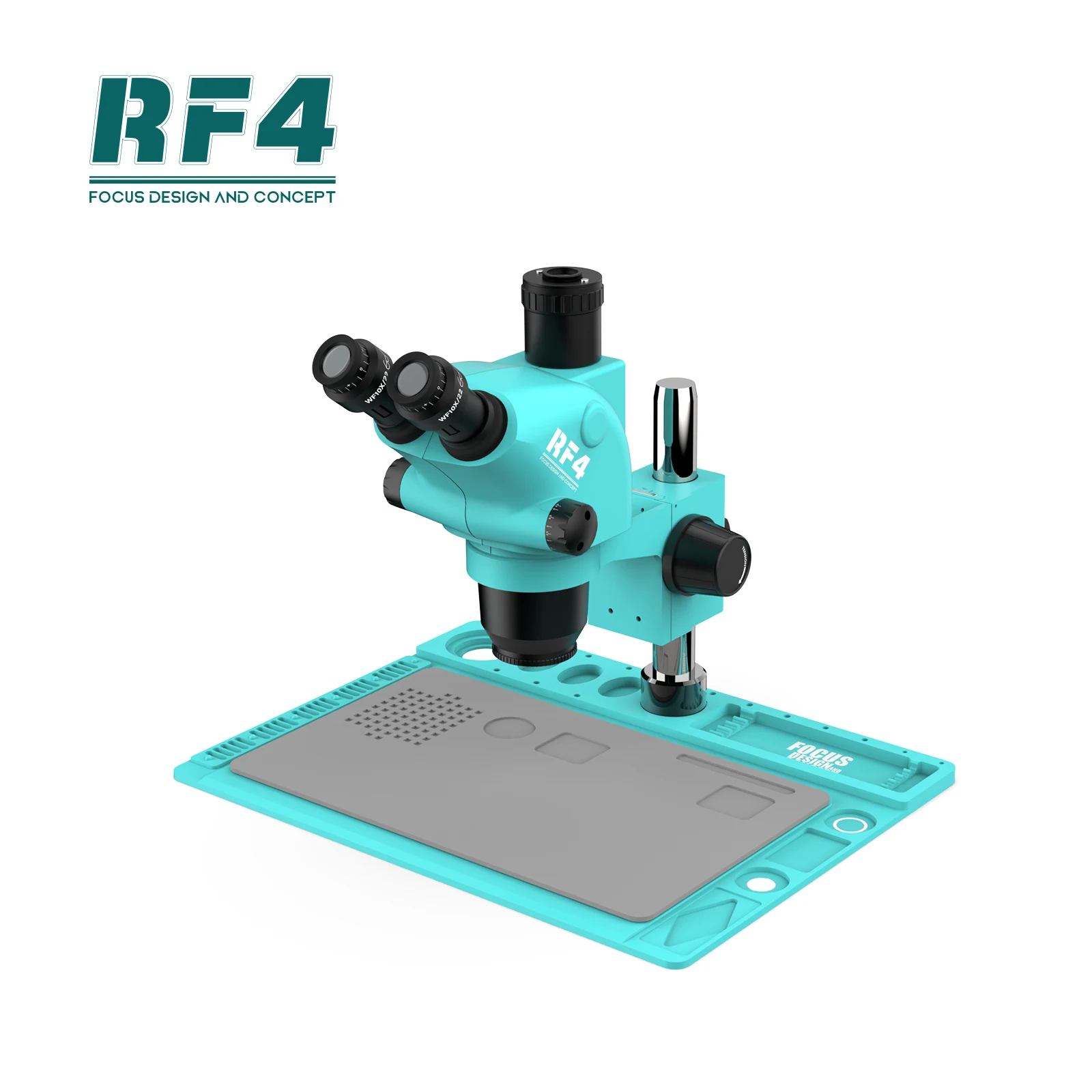 RF4 New Design 7-50X Continuous Zoom 6.5-65X Large Base Microscope With Anti-Static Pad for Maintenance Engineer PBC