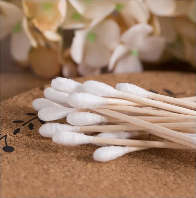 160pcs Disposable wooden stick cotton swabs in bags Double-end hygienic cleansing cotton swab