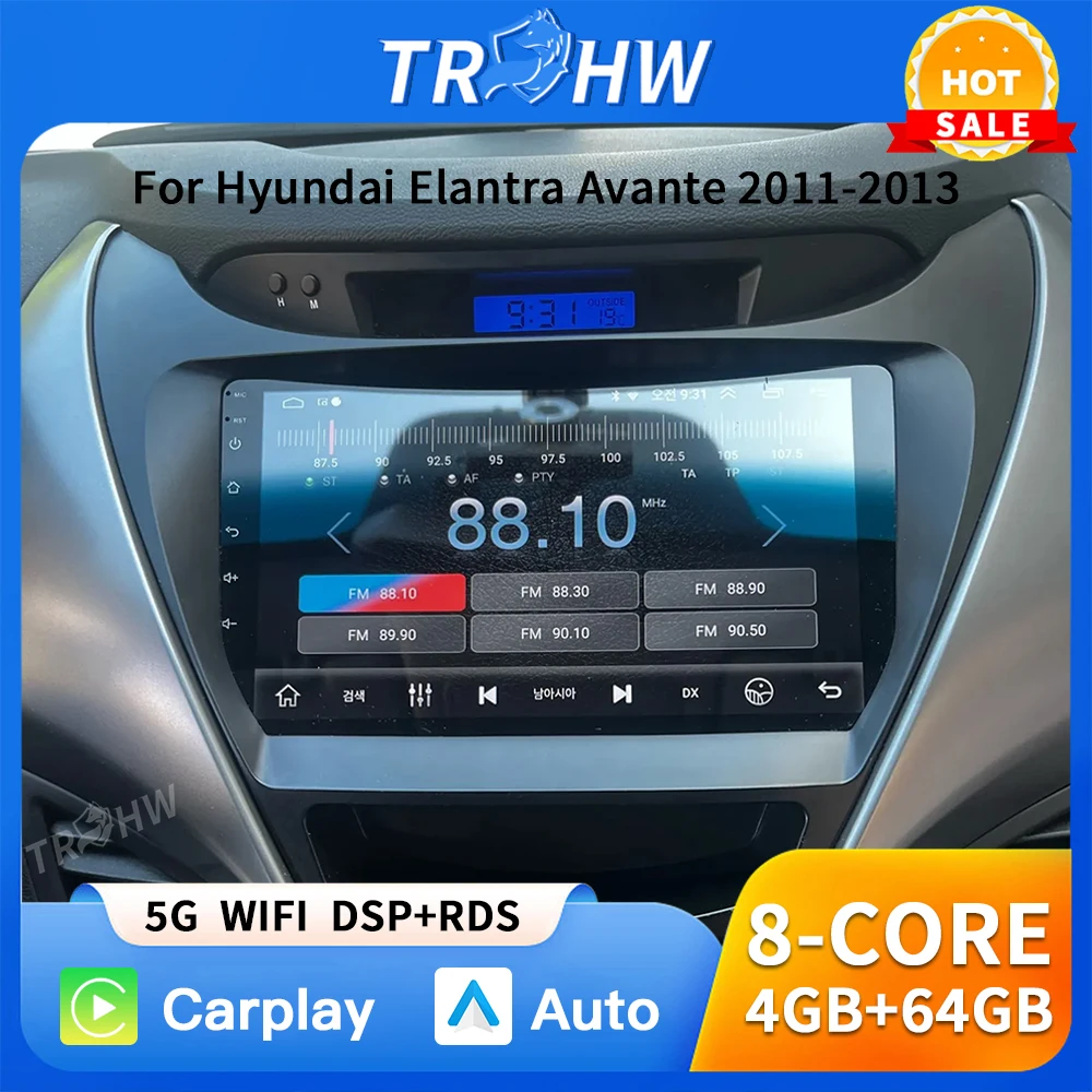 

For Hyundai Elantra Avante md I35 2011 - 2016 Carplay all-in-one Car Radio Multimedia 8 CORE IPS QLED Navigation GPS