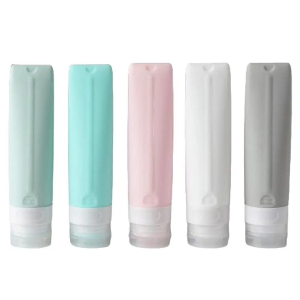 

4/5Pcs/Set 80ml Travel Refillable Bottle Set Empty Soft Cosmetic Container with Storage Bag Portable Press Pump Lotion Bottles