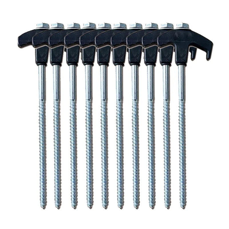 

20 PCS Black Spiral Ground Nails For Patio, Tent Stake Screws Tree Stump Kit For Camping Anti-Rust