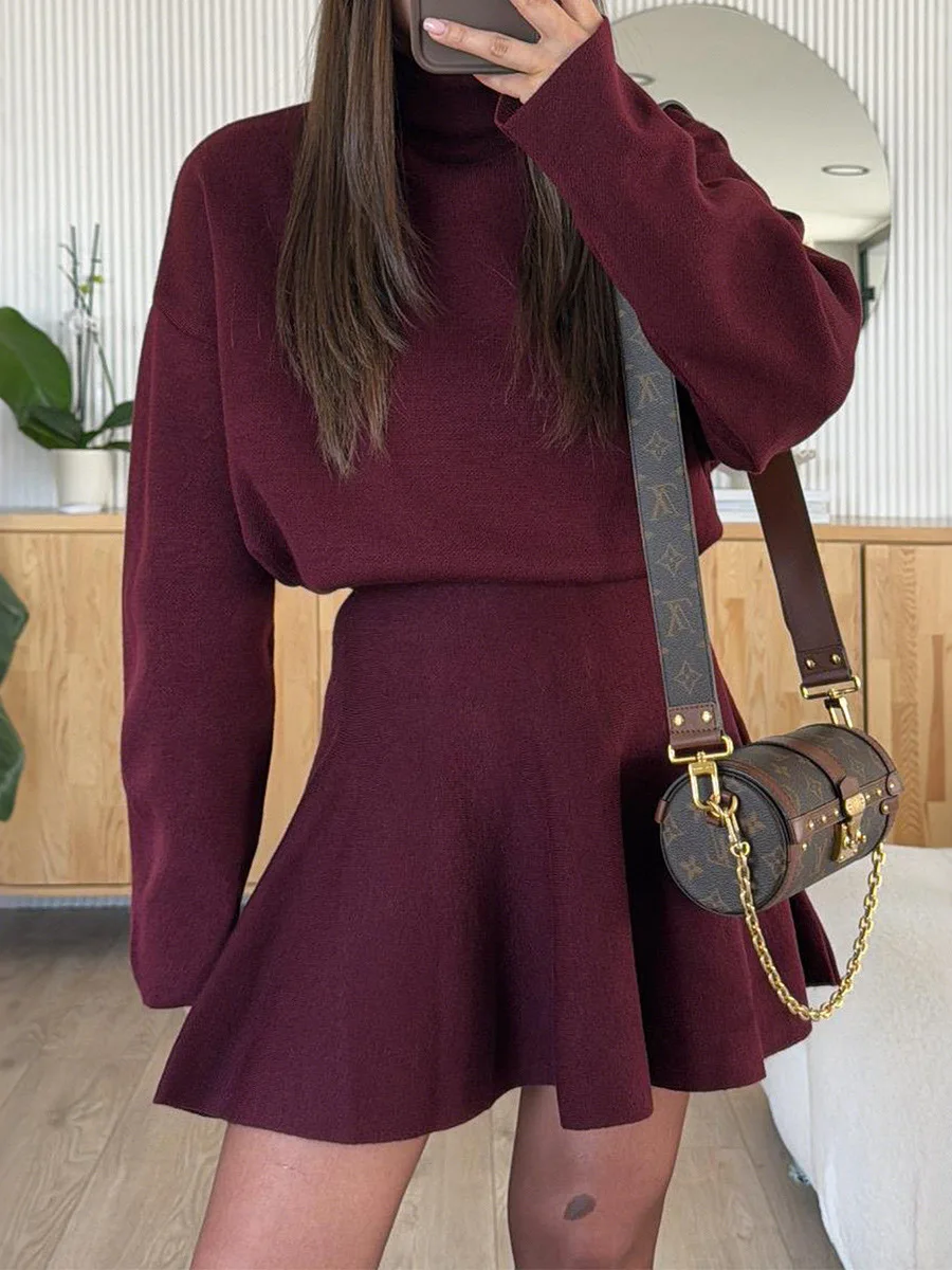 

Long Sve Sweater ort Dr Street Sle Slim Fit Regular Thin Pure Color Women's Clothing Faion Autumn Season