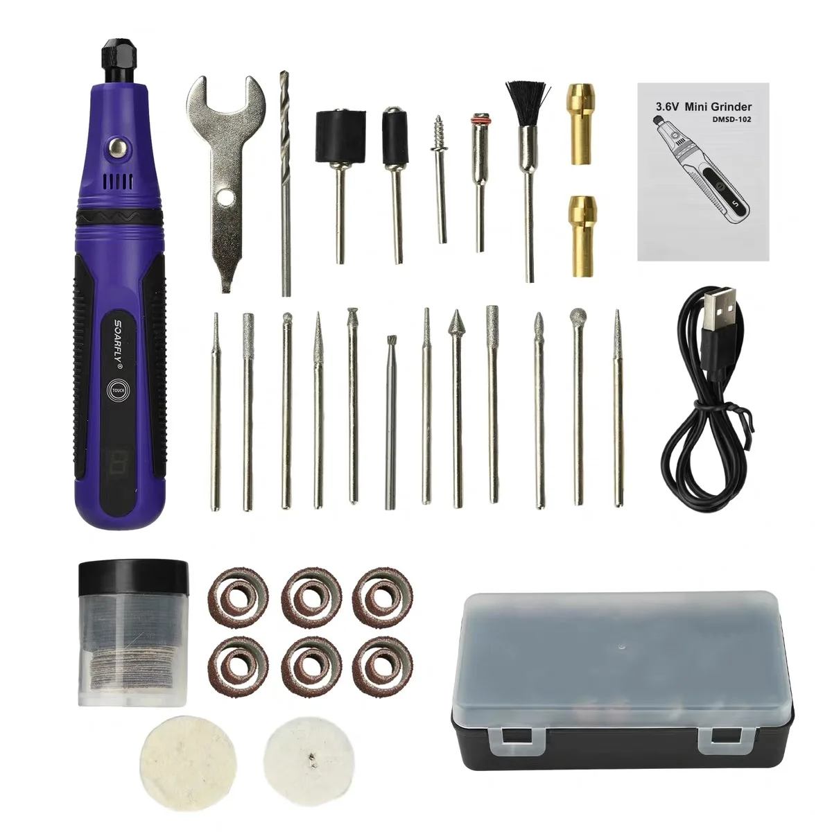 DC lithium charging electric grinding carving pen with digital display and 5-speed speed regulation polishing and carving tool