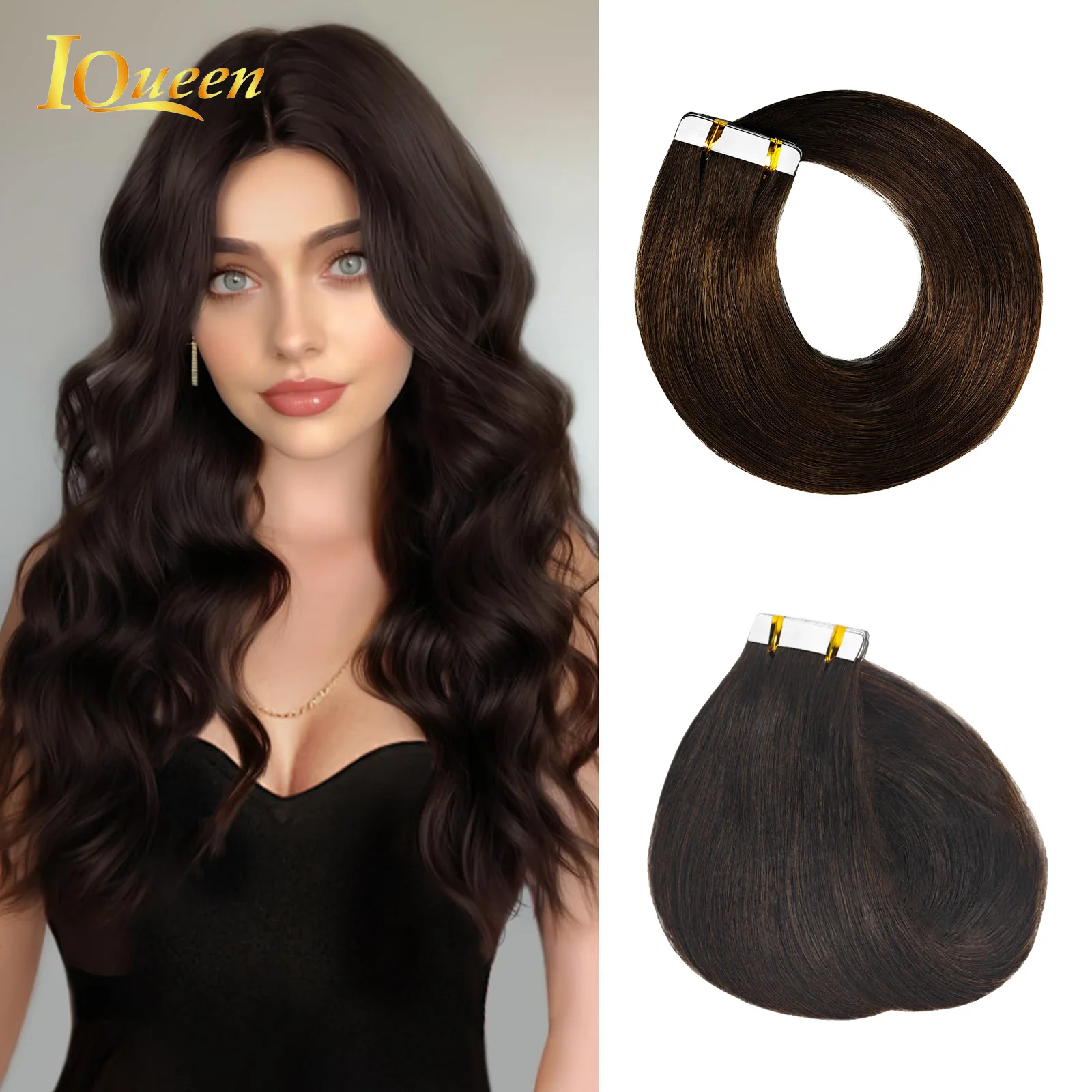 

Tape in Hair Extensions Human Hair Natural Black Straight Seamless Invisible Skin Weft Thick Soft Silky Off Black Human Hair