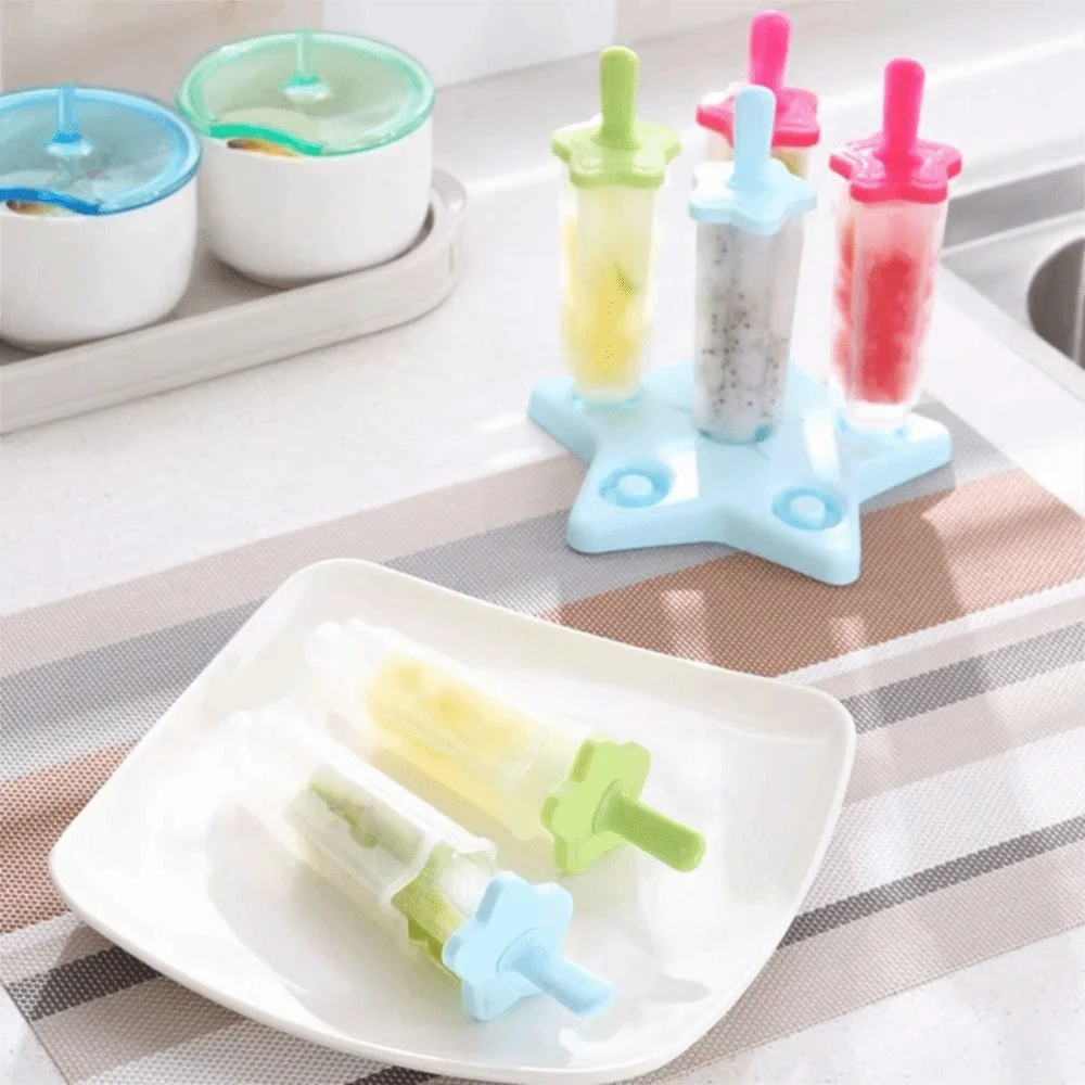High Quality Reusable Ice Cream Molds Easy To Fall Off Food Grade Plastic Popsicle Mould Homemade Ice Lolly Maker Home Kitchen