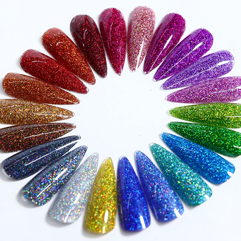 50g Pack Laser Black Holographic Nail Glitter Powder Rainbow Dazzling Galaxy Glitter Bulk Pigment DIY Decoration for UV Nail Gel