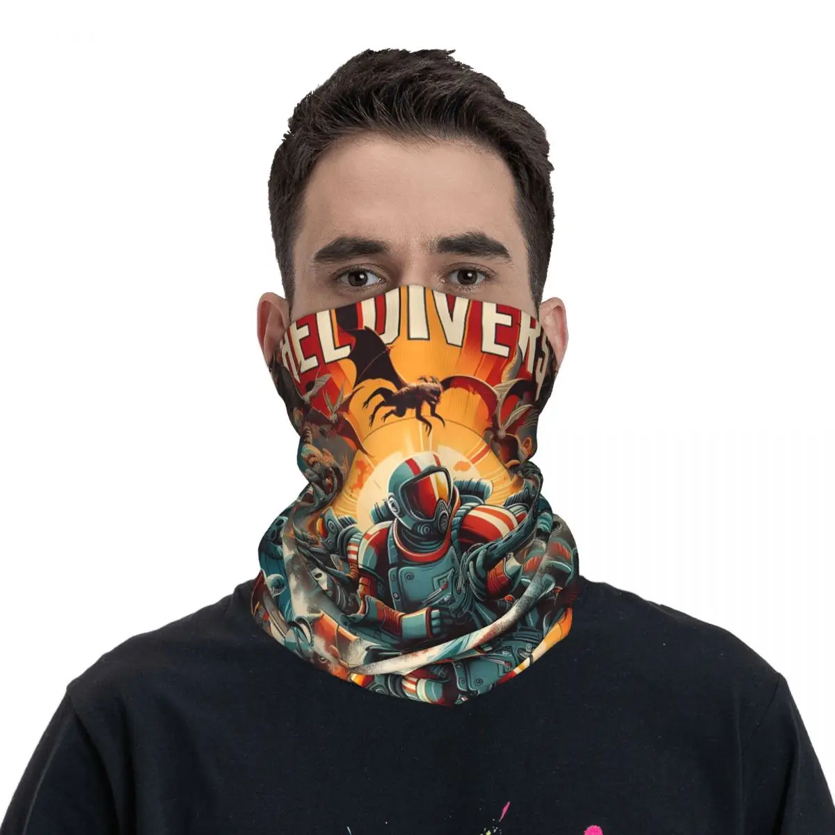 Fun Motocross Bandana Neck Gaiter Printed H-Helldivers Wrap Scarf Running Unisex Adult Winter