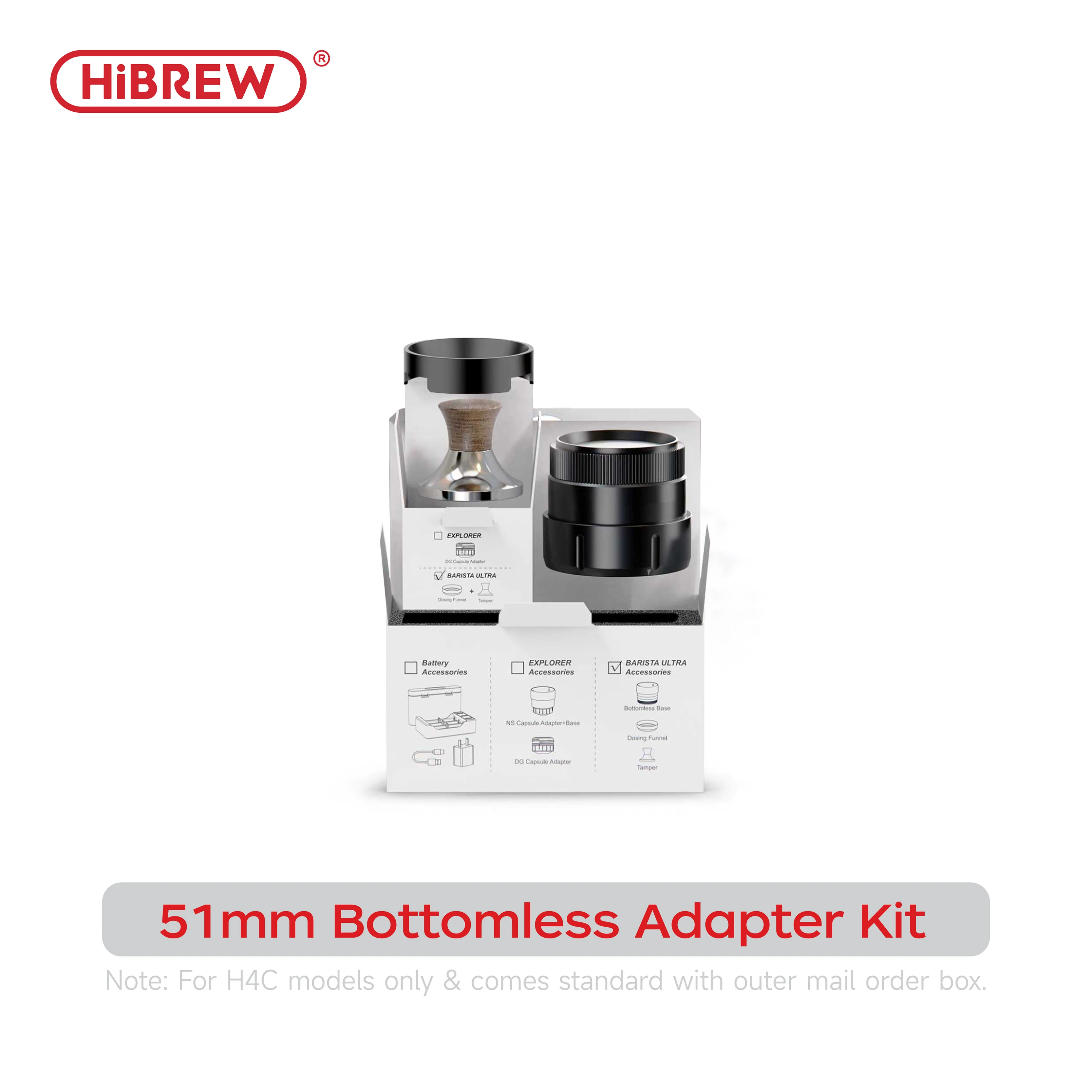 Hibrew h4c h4c portátil máquina de café expresso bateria substituível 51mm sem fundo acessório café moído nes dg adaptador