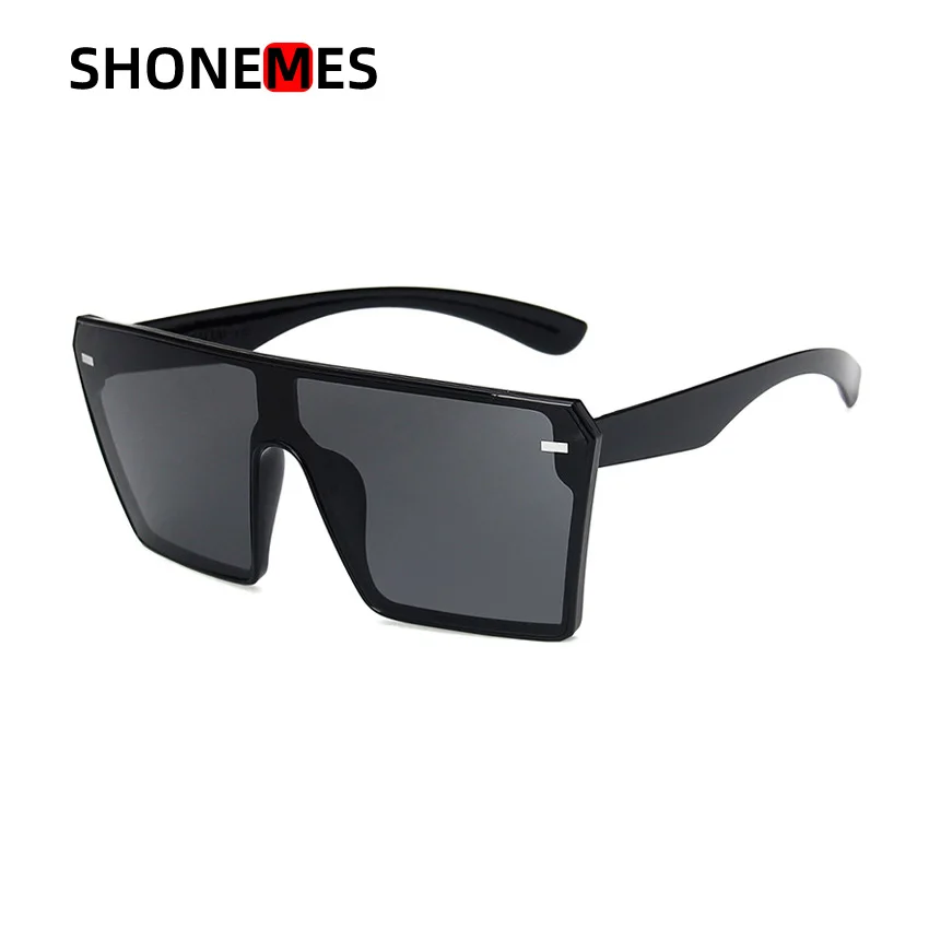 Shonemes Oversized Sunglasses Retro Square Shades Big Frame Outdoor UV400 Sun Glasses Black Silver for Women