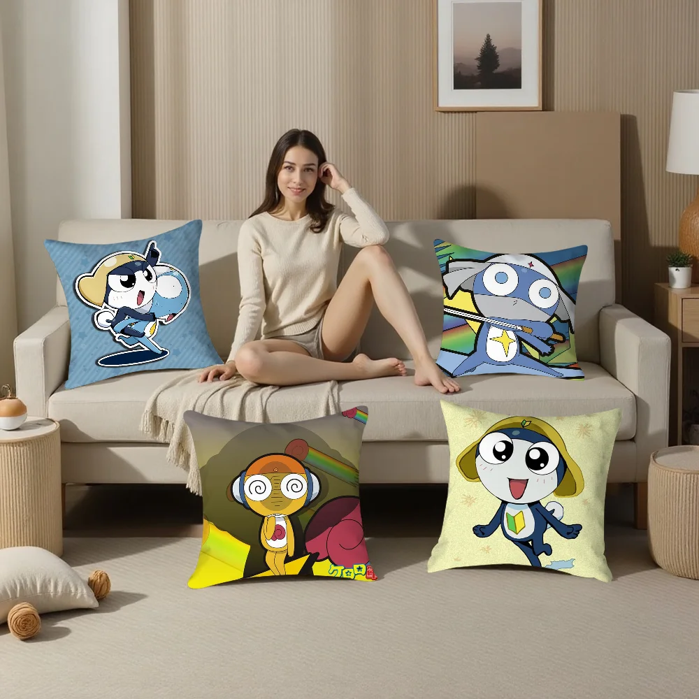Keroro G-Gunsou Frog Pillow Case Plush Fabric Soft Double Sided Print Sofa Cushion Cover Throw Pillow Covers