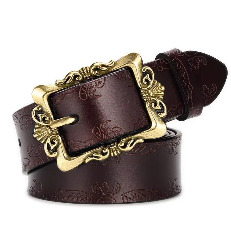 Women's Belt Genuine Leather Belt, Women's Widened and Versatile Jeans, Fashionable and Decorative Belt, Extended Large Size