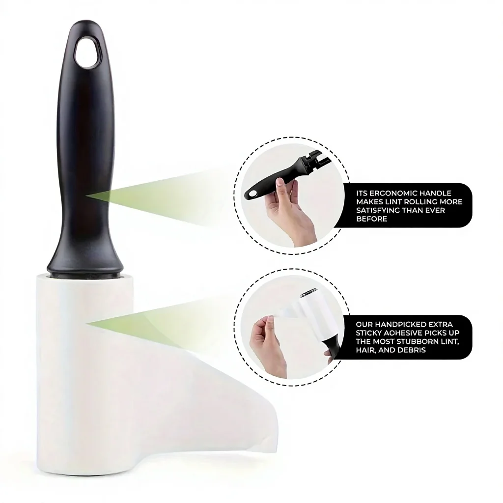 Rolo Removedor de Pelos de Animais Extra Adesivo para Roupas, Cães e Gatos, Ferramenta de Limpeza de Móveis, 60 Folhas/Rolo, Conjunto Recarregável