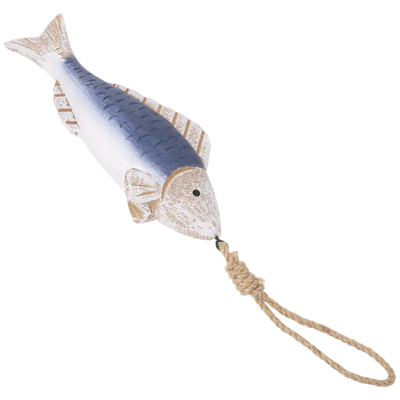 Wooden Fish Wall Decor Hand Carved Rustic Mediterranean Fish Shape Wall Hanging Nautical Vintage Ocean Art
