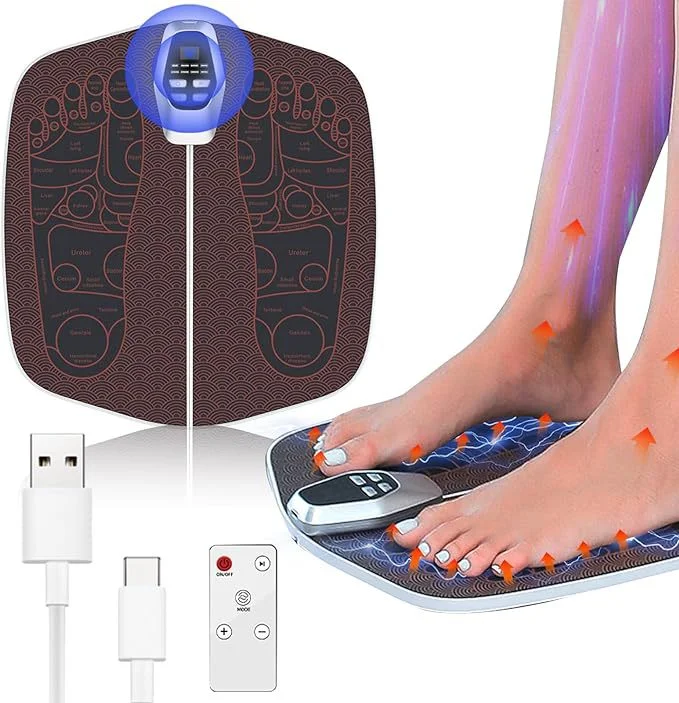 

Remote Control EMS Electric Foot Massager Foot Muscle Stimulation Pad 8 Modes 32 Levels of Strength Folding Relieve Pressure