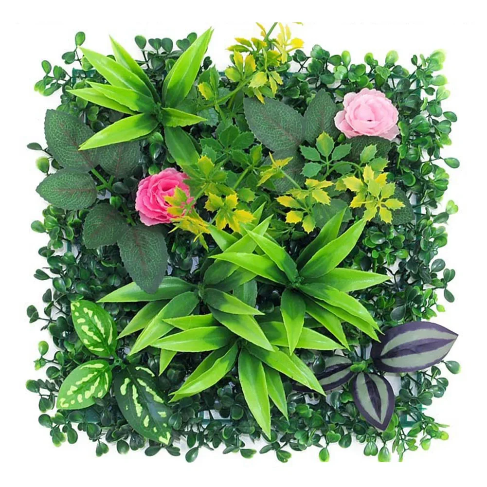 Indoor And Outdoor UV Resistant Artificial Plant Wall Panel Greenery Privacy Fence Screen With Realistic Foliage 25x25 Cm Size