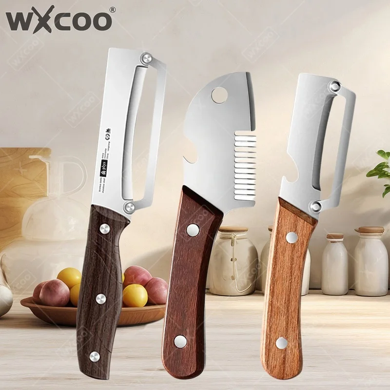 WXCOO 3-in-1Kitchen Peeler Multifunction Kitchen-Specific Peeler Stainless Steel Fruit Knife Slicing Bottle Opener Vegetable