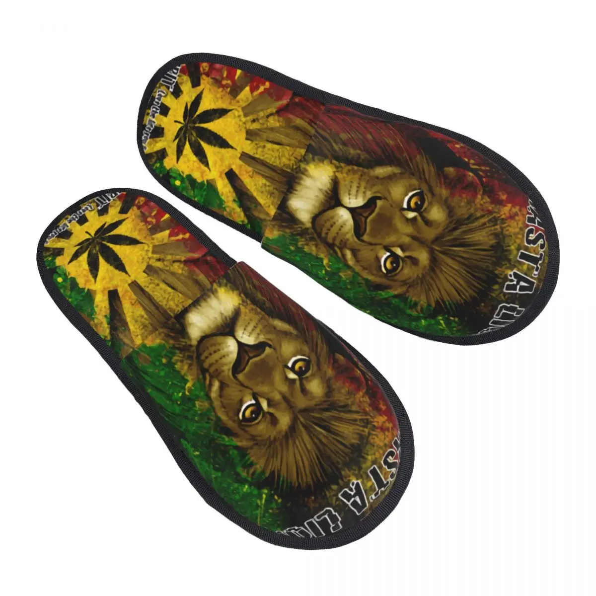 Custom Jamaican Rasta Lion Soft Memory Foam House Slippers Women Jamaica Rastafarian Reggae Cozy Warm Anti-skid Sole Slipper