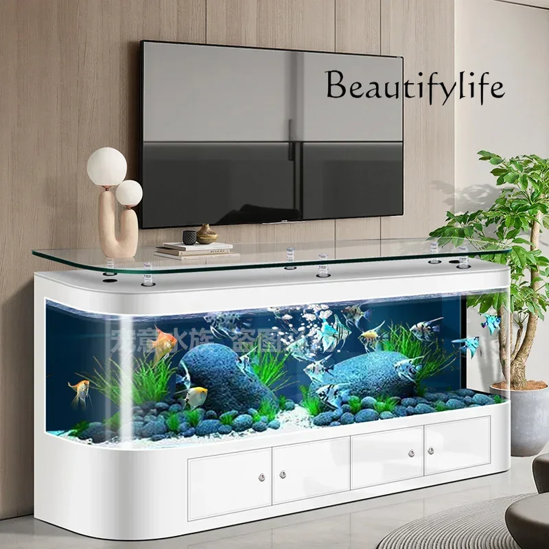 SM A57 TV Cabinet Fish Tank Integrated Circulation Filter Coffee Table Locker Living Room Home Floor Large Ecological Aquarium