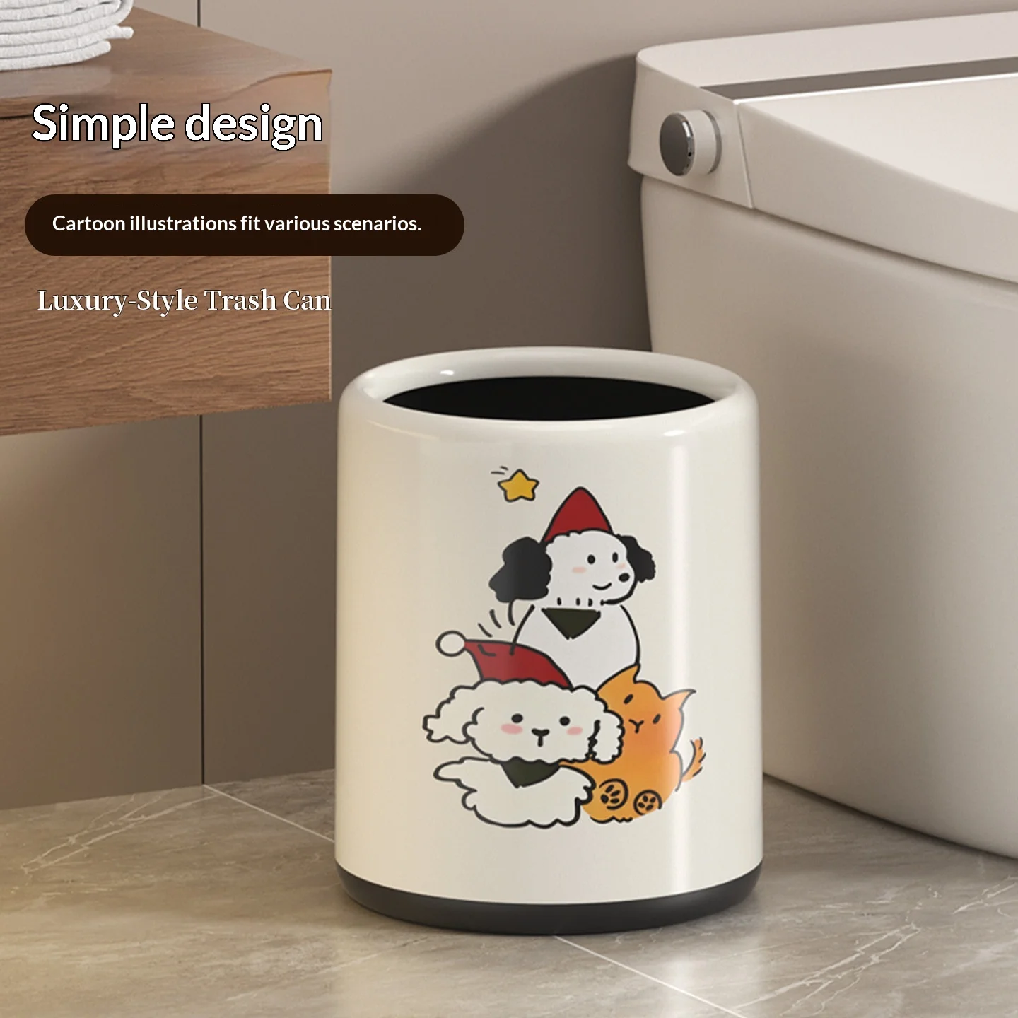 

Leasylife 2.64 Gallon Plastic Trash Can Large Capacity Garbage Can Open Top Wastebasket for Bathroom Kitchen Dorm Bedroom Home