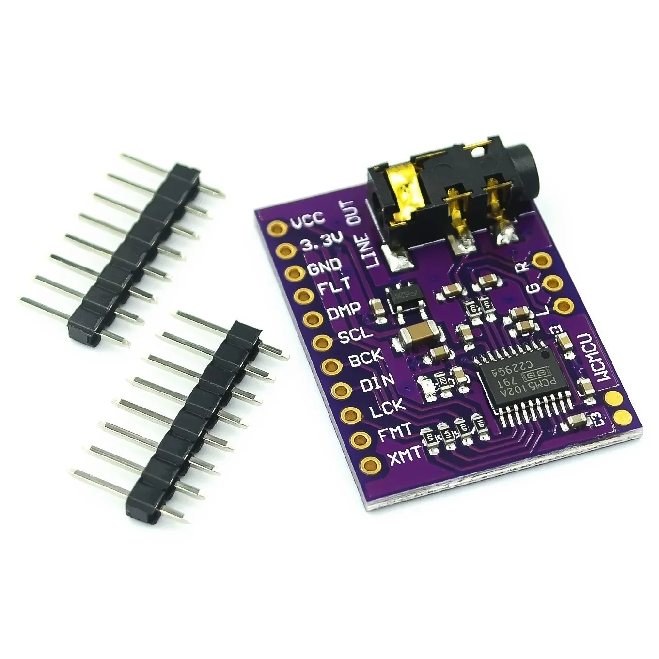 

PCM5102 PCM5102A DAC Sound Card Board pHAT 3.5mm Stereo Jack 24 Bits Digital Audio Module for for Raspberry Pi Beyond