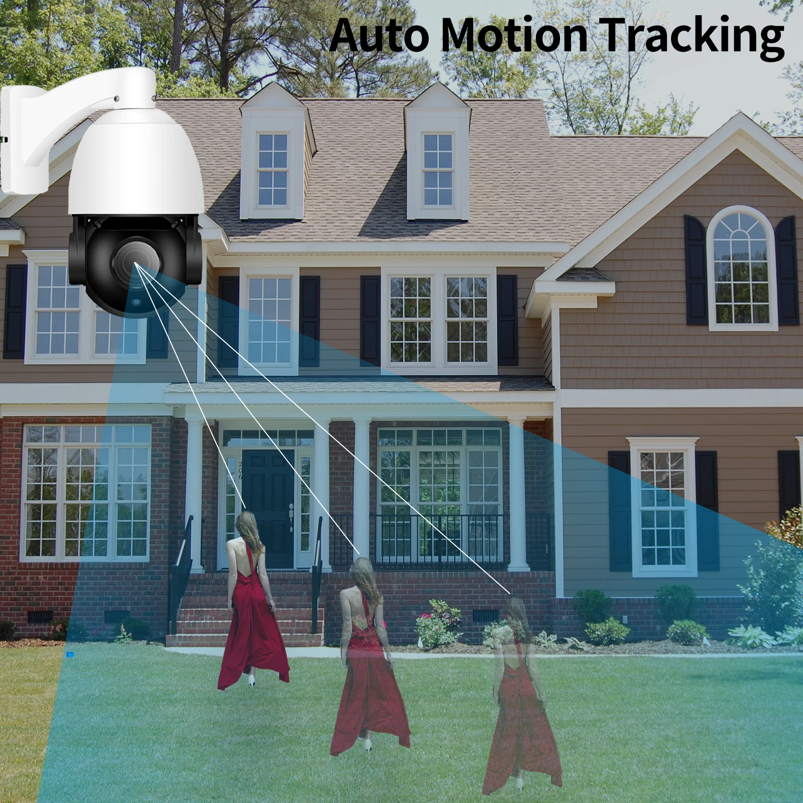 AZISHN Outdoor Al Human Auto Tracking POE IP Camera PTZ 20X Optical Zoom 4.7-94mm 8MP 4K Motion Detection Audio Video Monitoring