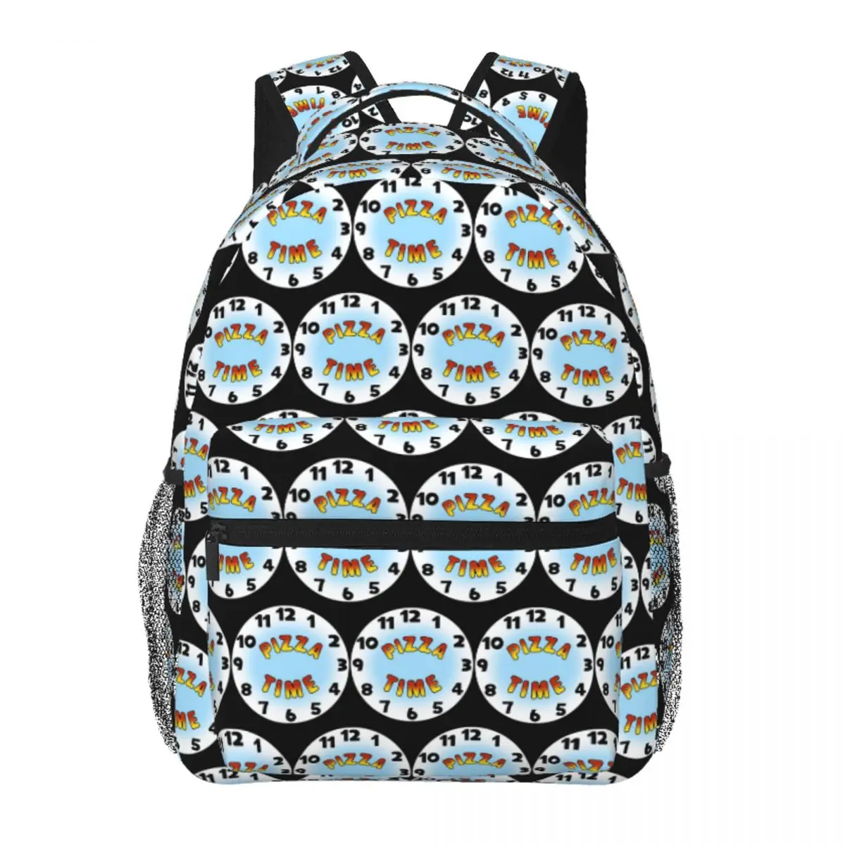 

CoPizza Time Clock Backpack Student Boys Girls BookBag Children School Bag Laptop Shoulder Bags for Men Women