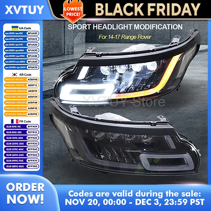 

Headlights For Range Rover Sport 2014-2017 Sequential LED Land Rover Assembly SUV Front Lamps Turn Signal Light Auto Accessories