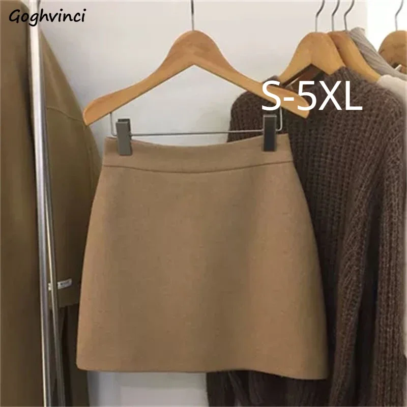 Spódnice damskie proste 5XL koreańska moda wysokiej talii damskie wszystkie mecze elegancka odzież uliczna guzik spódnica Y2k linia A Harajuku Chic Ins