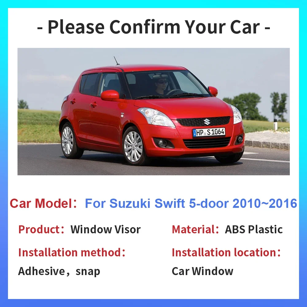 Car Windows Visor for Suzuki Swift AZG MK2 5-door 2010~2016 Side Vent Smoke Covers Sun Rain Guards Deflector Awnings Accessories