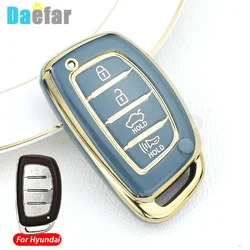 For Hyundai Tucson Santa Fe Rena Sonata Elantra Creta Ix35 Ix45 I10 I30 I40 Keychain 4 Button TPU Car Smart Key Case Cover