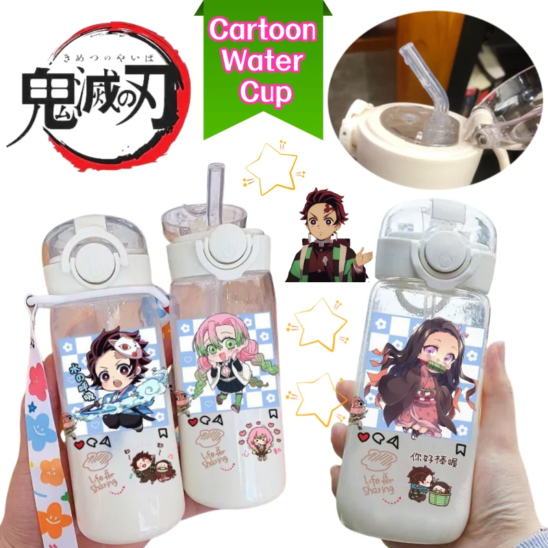 

Demon Slayer Kamado Tanjirou Kamado Nezuko Agatsuma Zenitsu New Portable Student Straw Cup Anime Cartoon Handheld Leak-Proof Cup