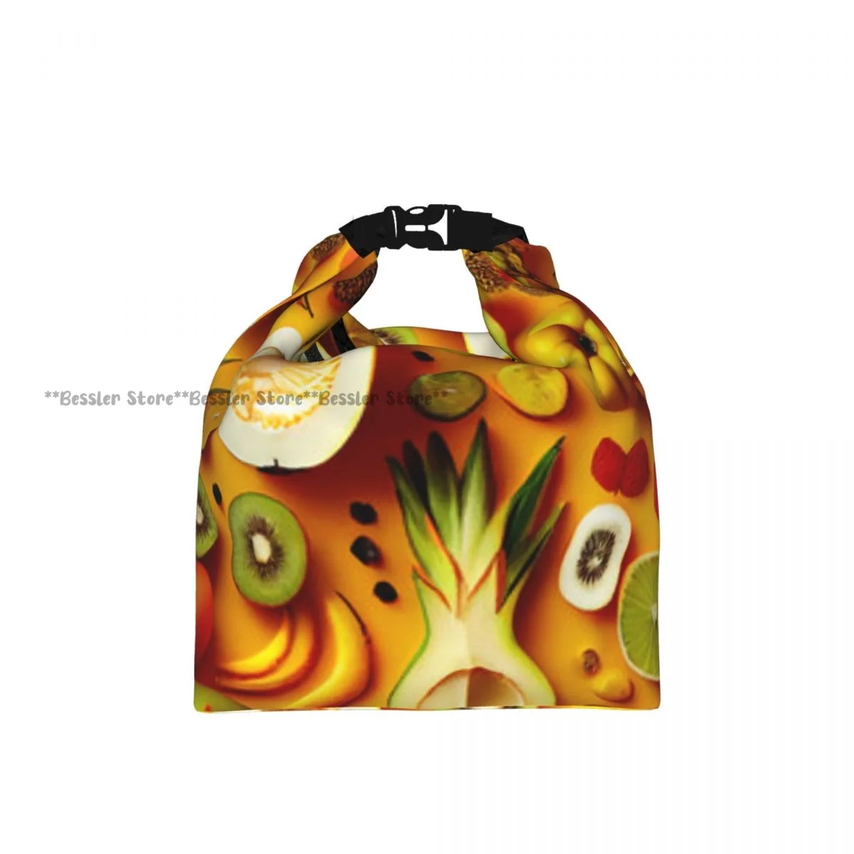 Portable Roll-top Insulated Cooler Lunch Bag Tropical Fruits Thermal Food Bag for Travel Outdoor Camping