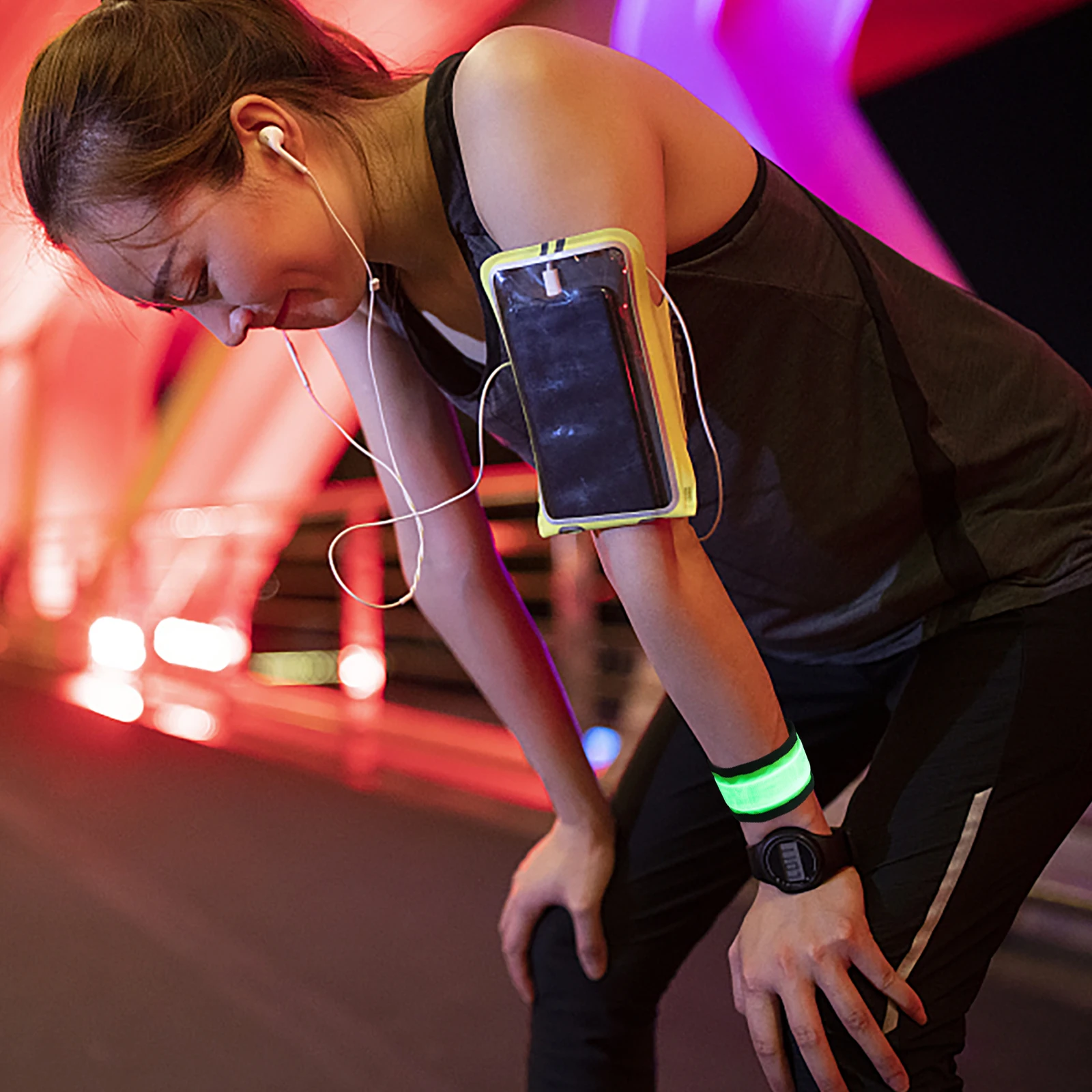 

5 Pcs Luminous Armband Running Led High Visibility Slap Ankle Bands Wrist Safety Wristbands Cloth Night Armbands