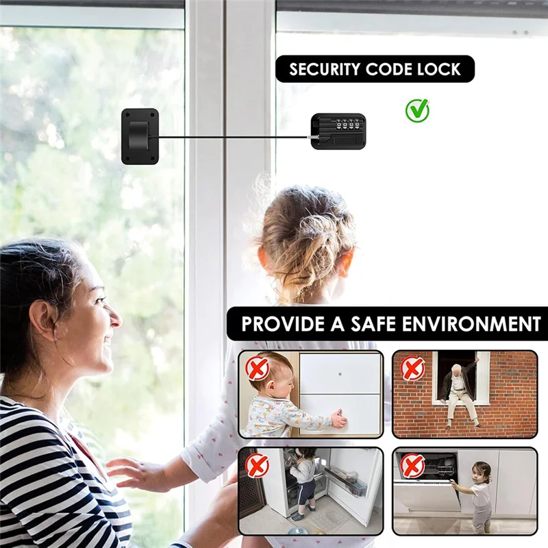 A73E-Self Adhesive Childproof Cabinet Locks, Refrigerator Fridge Lock 2 Pack With Password Unlocking, Safety Fridge Freezer