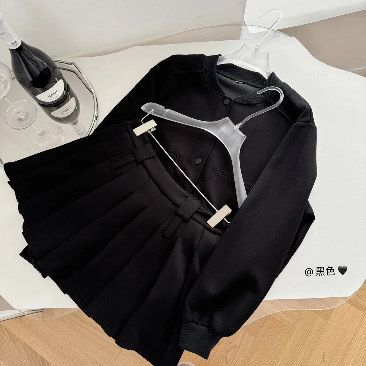 High Quality American Fashion Casual Sports Hoodie Set For Women In Early Autumn Loose Jacket Coat + Pleated Skirt 2 Piece Sets