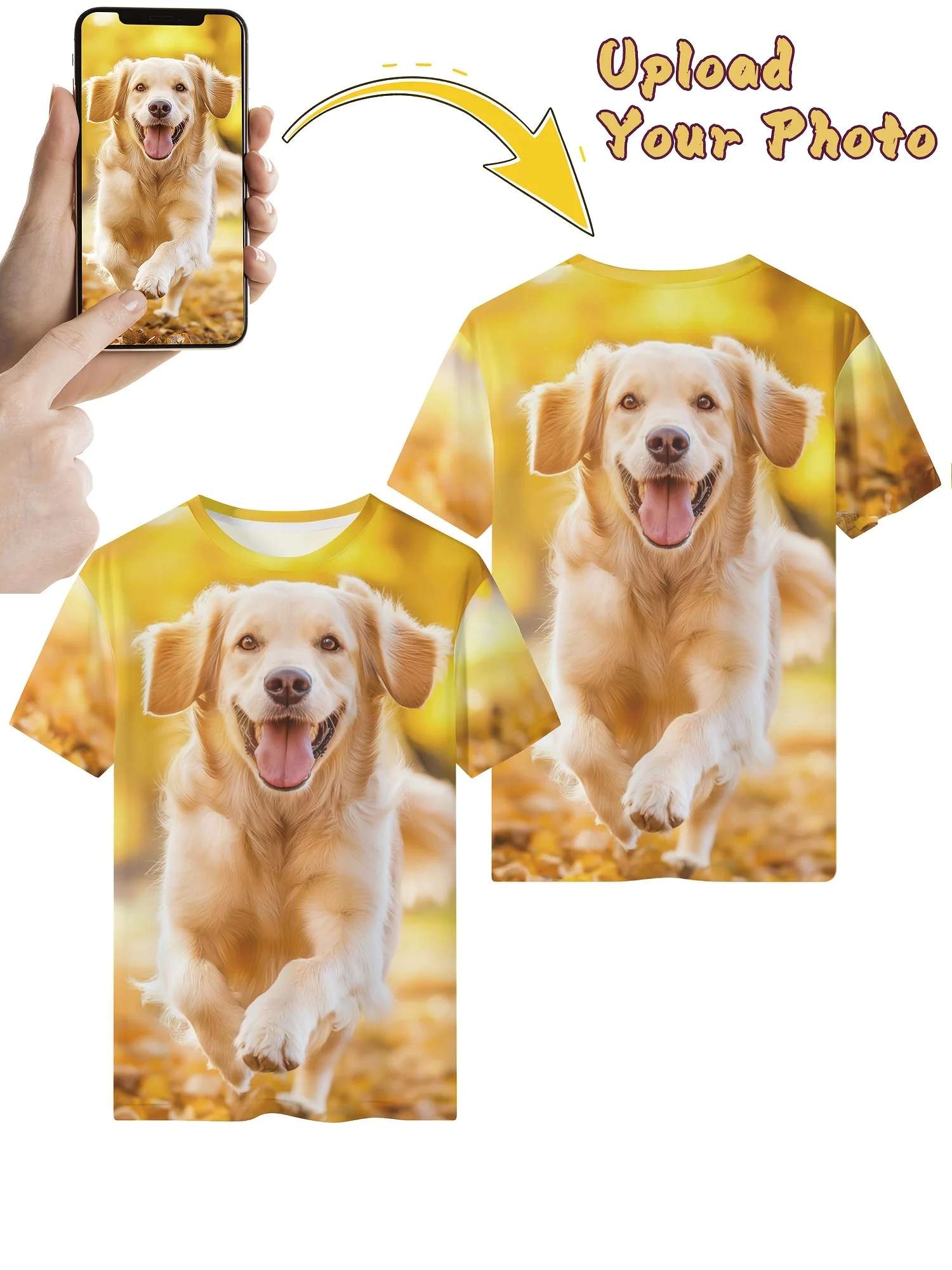 

Customizable Men T-Shirt with Happy Dog Print,Soft, Loose Fitting Polyester Blend, Crew Neck, Short Sleeve,Personalized T-Shirt