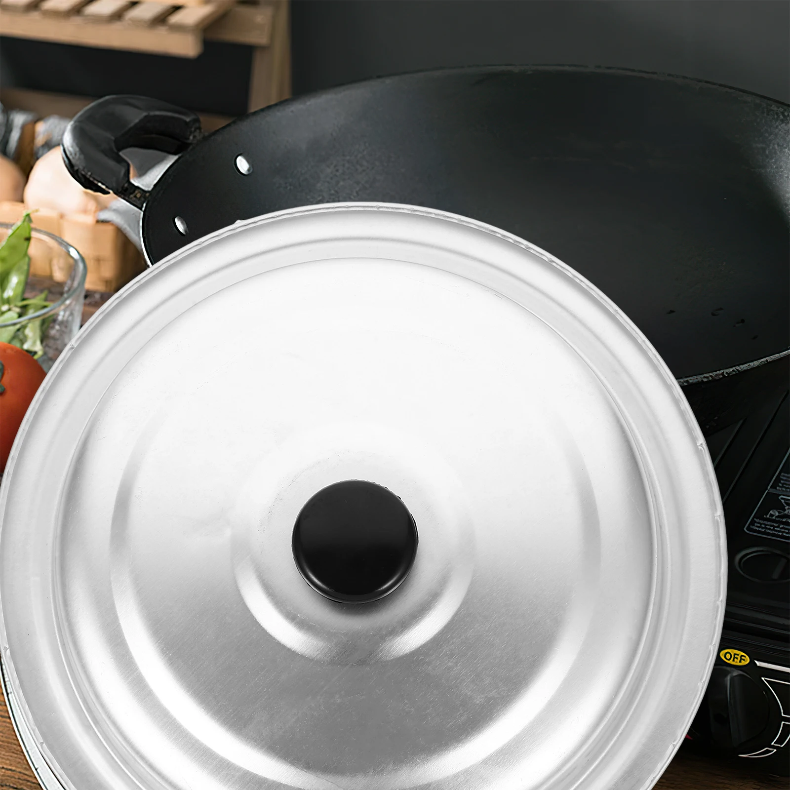 

Universal Aluminum Pot Lid for Skillet Wok Replacement Cover Round Dome Design Non-Slip Heat-Resistant Handle Easy Storage