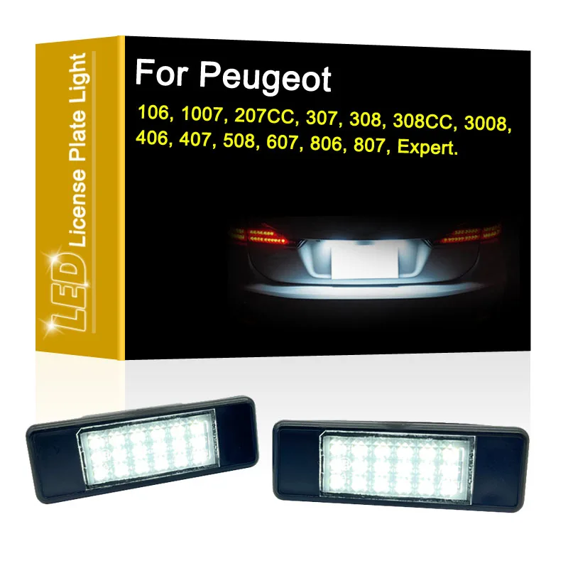 LED Number Plate Lamp For Peugeot 106 1007 207CC 307 308 3008 406 407 508 607 806 807 Expert White License Plate Light Assembly