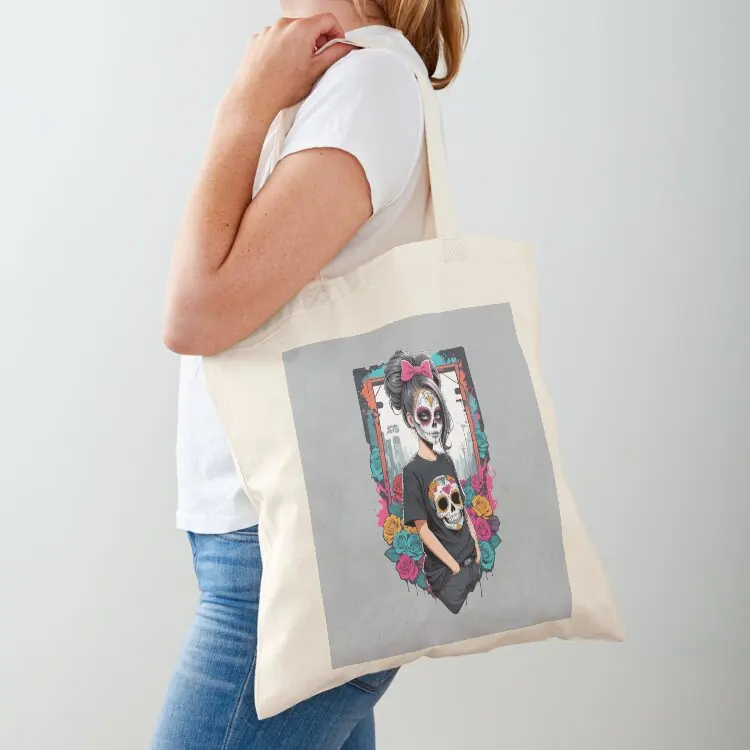 

Framed Sugar Skull Girl with Flowers Tote Bag bags for women Women's shopper sac pour femme cute pouch bag