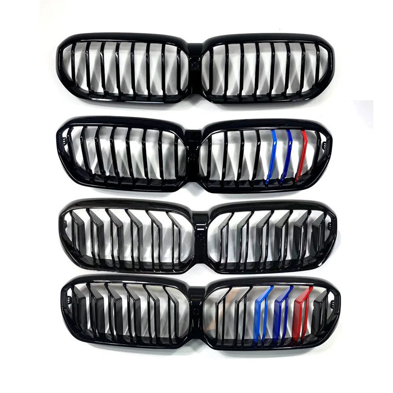 Bright black tricolor Bumper Grill For BMW 5 series 2010-2017 ABS 2 double slats G30 G38 replacement Car Grilles