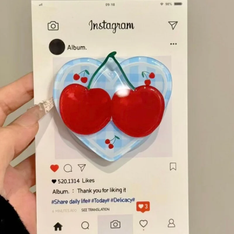IG Korean Cute Cherry  Magnetic Phone Griptok Grip Tok Stand For iPhone 15 16 Wireless Charging Case Holder For Magsafe
