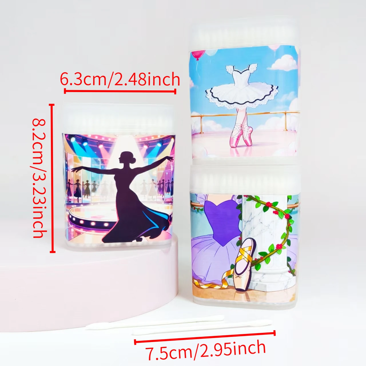 600 pz/1000 pz modello balletto albero sottile tampone di cotone bianco satinato in scatola tampone di cotone regalo a doppia estremità