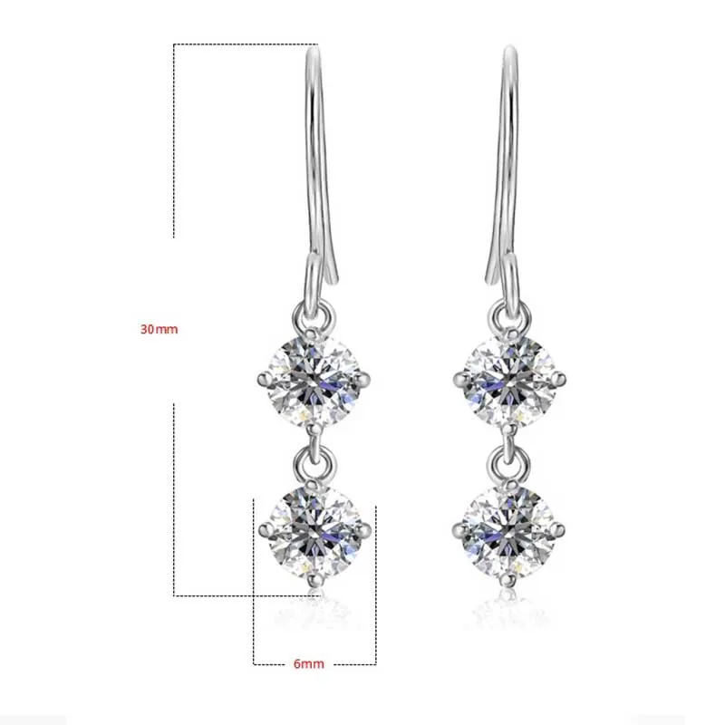 2ct Real Moissanite Drop Earrings Women 925 Sterling Silver Lab Diamond Dangle Earrings White Gold Plated with Gra Pass Tester