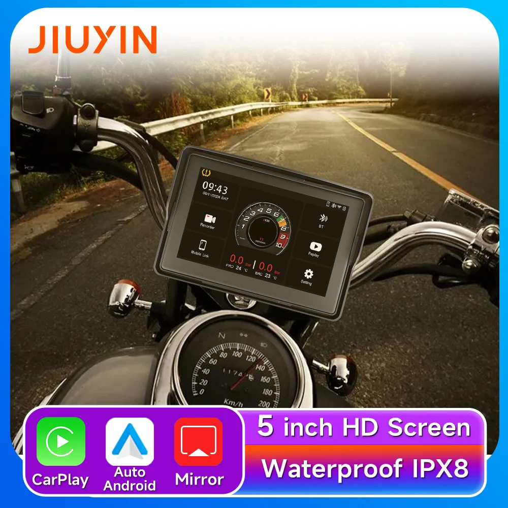 

2k HD Video Recorder Motorcycle GPS Navigation IP67 Waterproof Screen Bluetooth Wireless Carplay Android Car Player