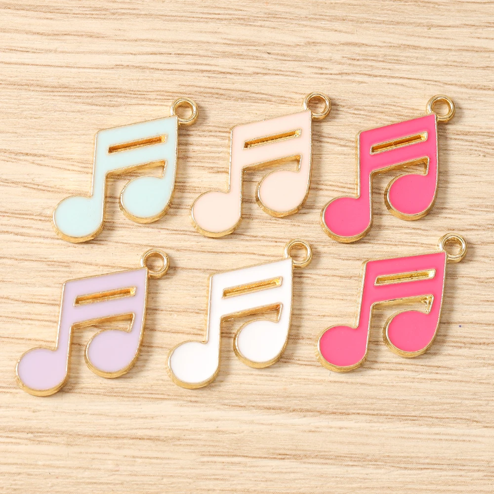 Tusember 20 Stück Bunte 15*21mm Kawaii Emaille Niedliche Musiknoten-Anhänger für Handgemachte Ohrringe, Halsketten, Schmuckherstellung, DIY-Zubehör – Detail 4