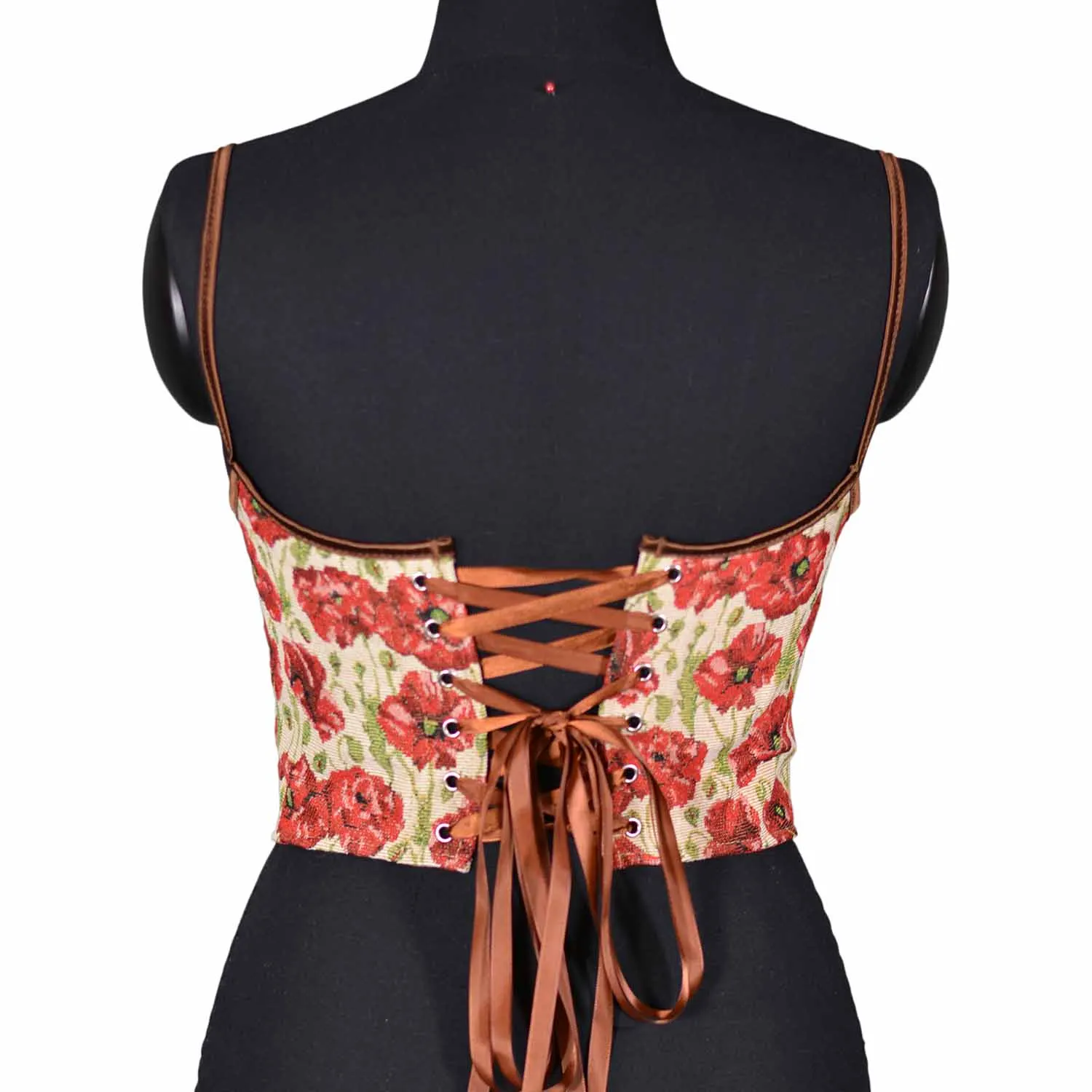 Women's Floral Embroidery Corset Sexy Short Underbust Corset Lace Up Boned Waist Cincer Vintage Bandage Backless Corselet Gorset