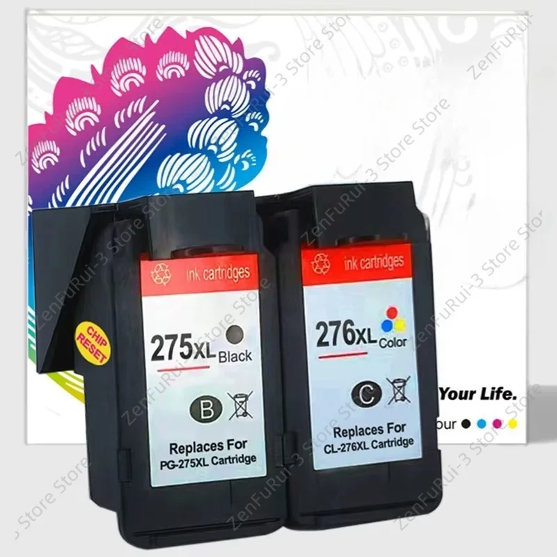 Hicor Remanufactured Refillable Inkjet Cartridge PG275/CL276/275XL/276XL, Bulk Package For PIXMA TS3520 / TR4720 Printer