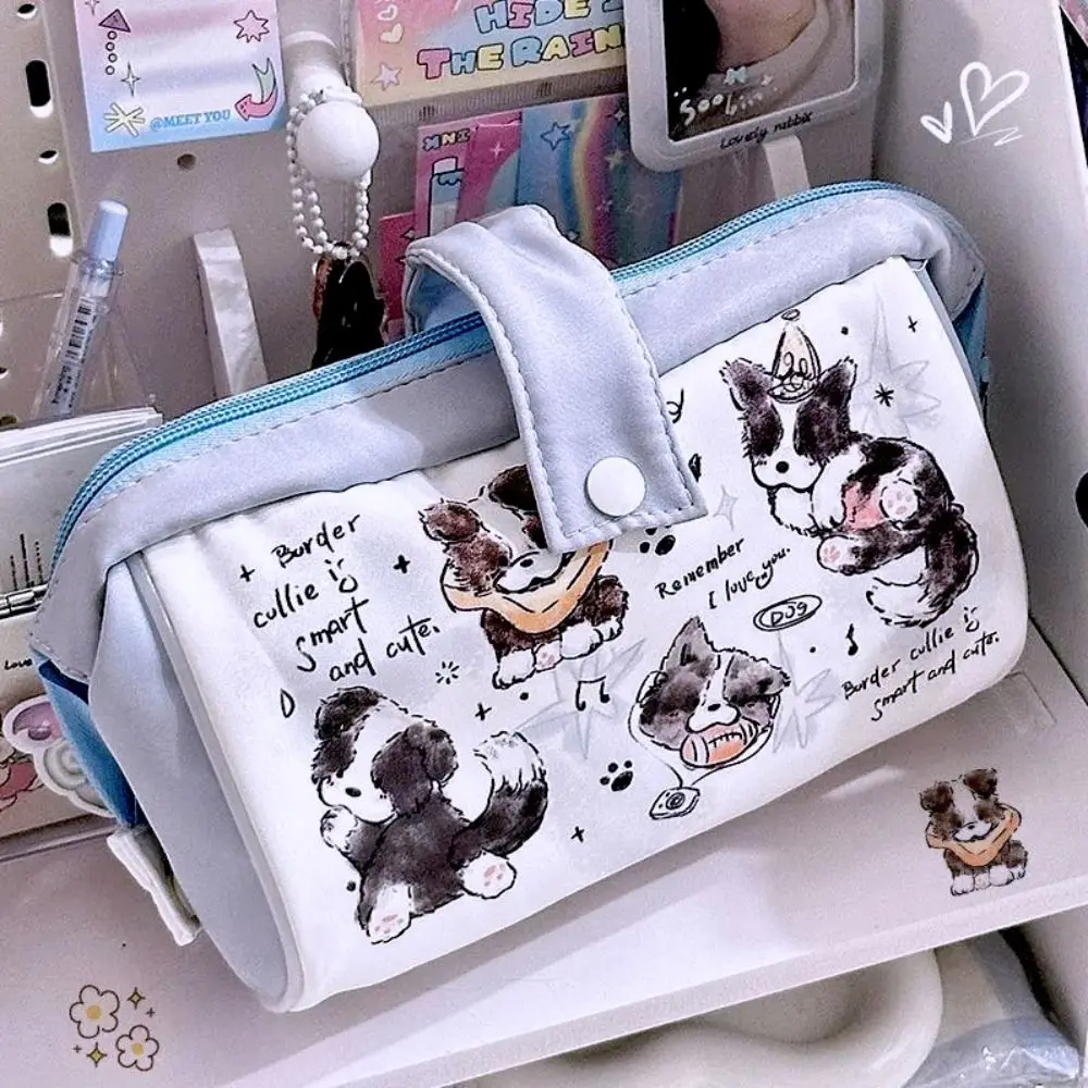 kawaii cartoon pencil cases grande capacidade bonito puppy pouch bolsa de escola para meninas material de papelaria para estudante 01