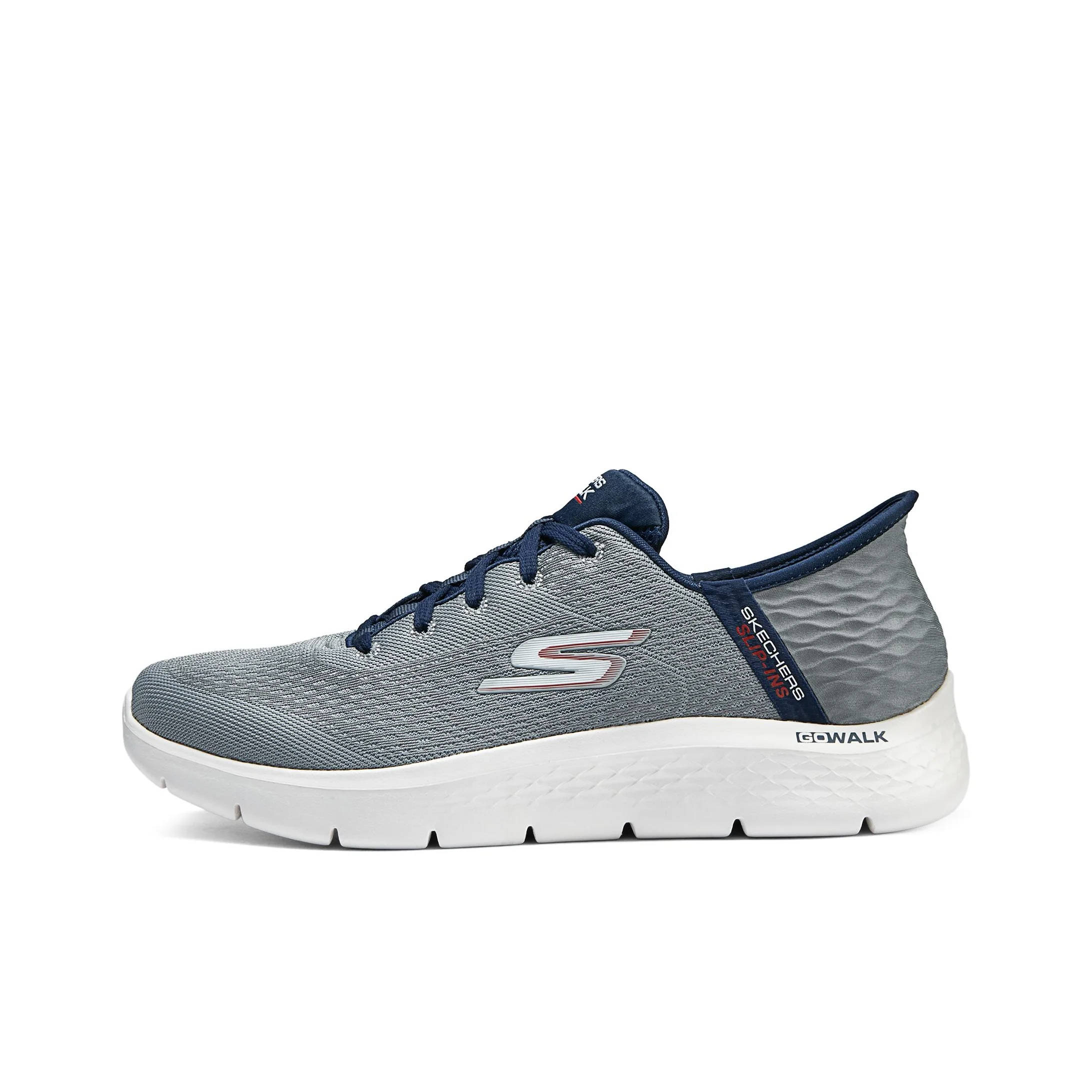 Skechers Go Walk Fle Hands Free Slip Ins Fabric Low top Casual Shoes Men's Gray Blue 216505-GYNV